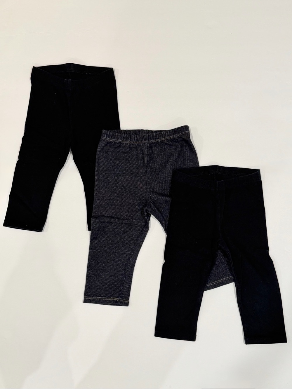 3-Pack Cat & Jack Toddler Girls Black & Faux Denim Cotton Capri Leggings - 3T